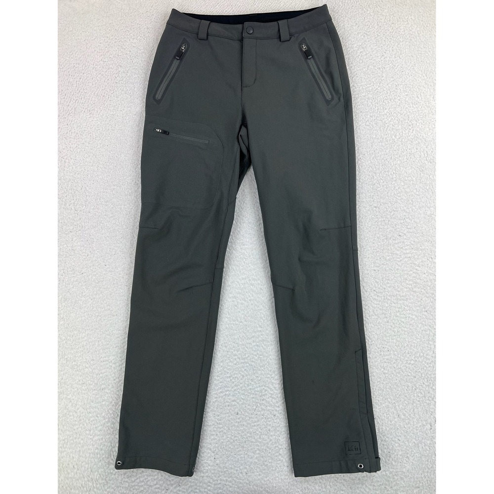REI Pants Womens 6 Gray Softshell Stretch Zip Pockets Ski Hiking Winter